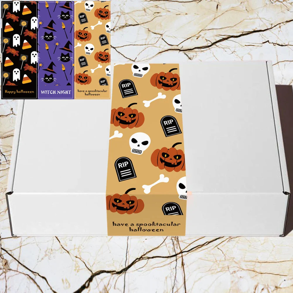 30-60pcs Halloween Pumpkin Decor Labels Adhesive Sticker For Gifts sealing Handmade Envelope DIY Stationery Stickers 3*9cm (ONLINE ORDER ONLY)