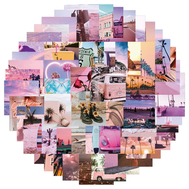 10/30/62pcs Pink Landscape Aesthetic California Sunshine Sticker Packs (ONLINE ORDER ONLY)