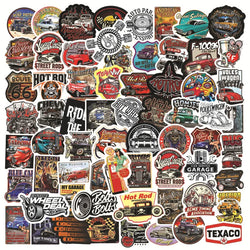 10/50/100PCS Modified Retro Classic Car Stickers Cool Laptop Guitar Luggage Waterproof Graffiti Sticker Decal Kid Classic Toys (ONLINE ORDER ONLY)