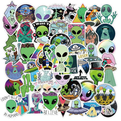 Aliens UFO Stickers Pack - Waterproof Decals for Luggage, Car, Guitar, Laptop, Kids Toys (ONLINE ORDER ONLY)