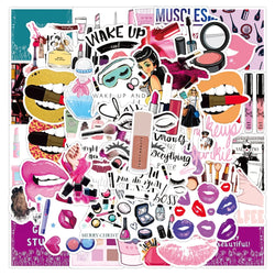 Makeup Pink Stickers Set: Laptop, Phone, Water Bottle, Luggage, Waterproof Decals (ONLINE ORDER ONLY)