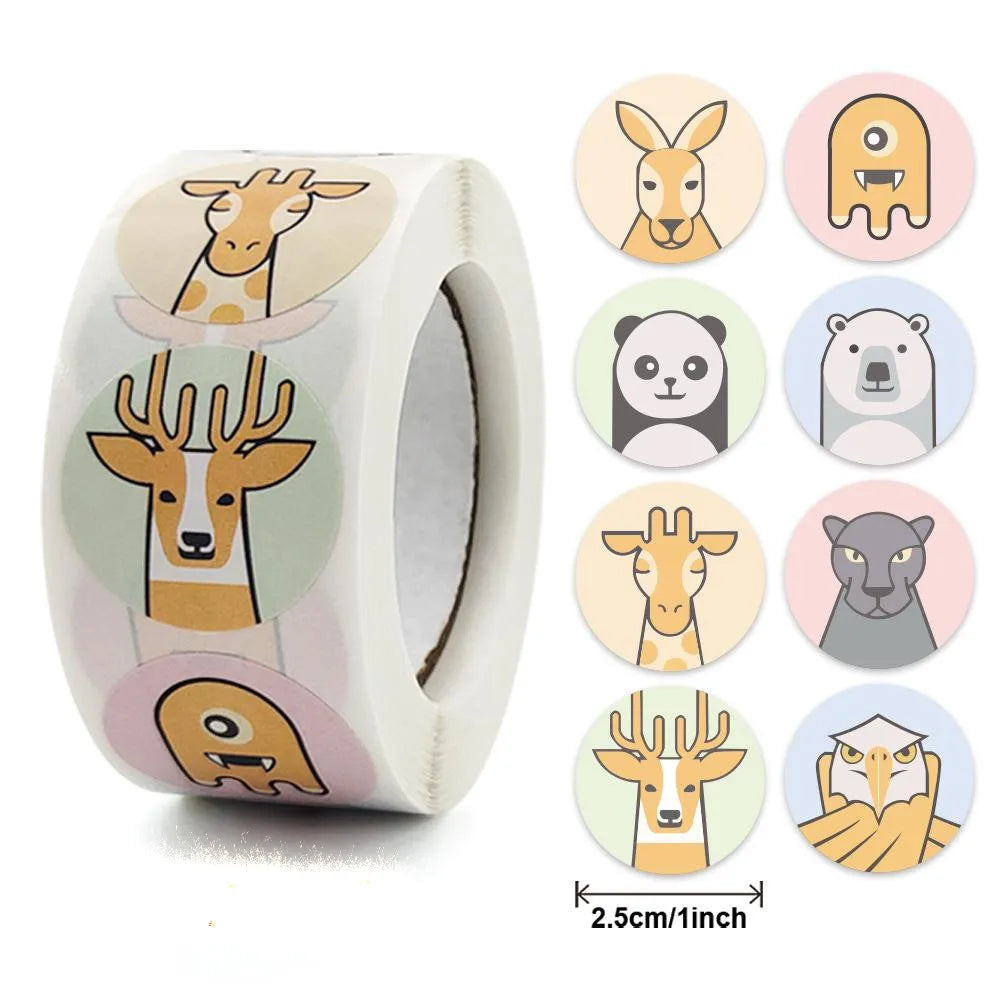 500 Pcs Reward Stickers Motivational Stickers Roll For Kids For School Reward Students Teachers Cute Animals Stickers Labels (Online Order Only)
