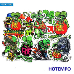 10pcs Rat Fink Cartoon Mouse Funny Anime Phone Laptop Car Stickers for Luggage Guitar Helmet Skateboard Bike Motorcycle Sticker (Online Order Only)