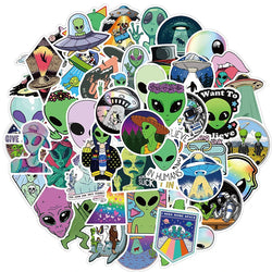 Aliens UFO Stickers Cartoon Decals for Skateboard, Fridge, Guitar, Laptop, Phone, Luggage, Kids - 10/30/50pcs (Online Order Only)