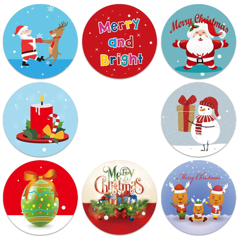 100-500Pcs New Merry Christmas Stickers Gift Packaging Seal Labels for New year decor, Greeting cards, Candy bags Stickers (ONLINE ORDER ONLY)