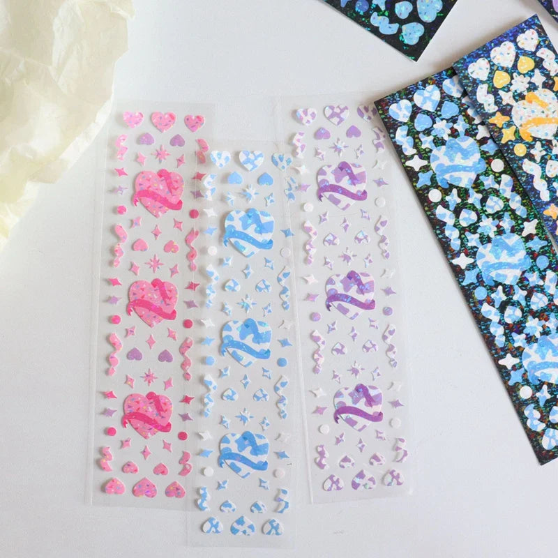 Glitter Star Ribbon Laser Sticker Scrapbooking Decorative Sticker DIY Diary Album Stick Label Korean Stationery (ONLINE ORDER ONLY)