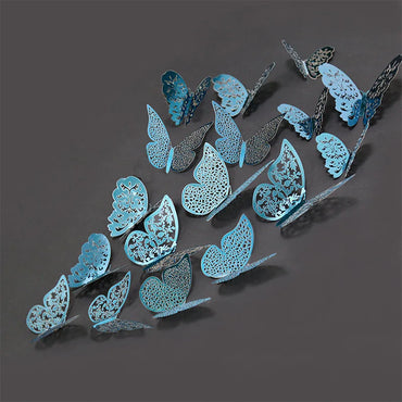 3D Indigo Butterfly Wall Stickers - 12 Pcs Set Home Decor (Online Order Only)