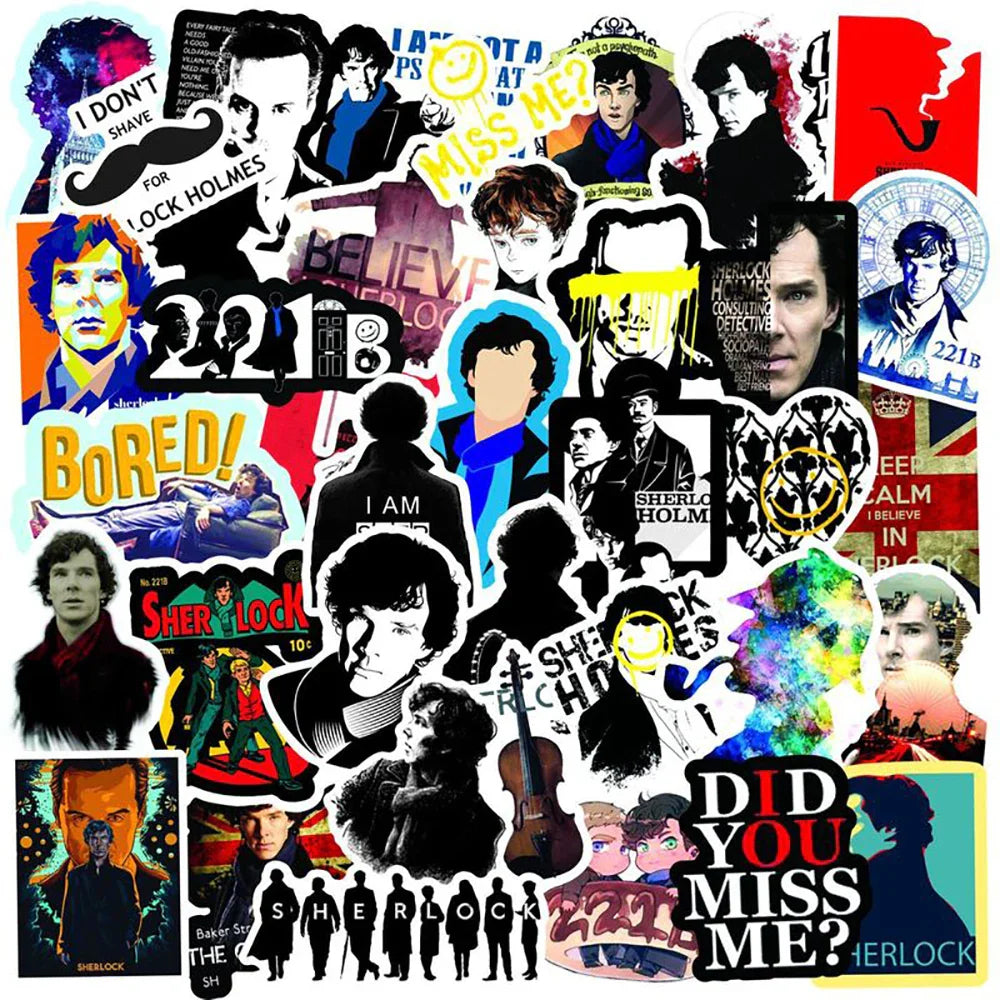 Sherlock Waterproof Stickers 10/30/50PCS for Laptop, Skateboard, Fridge, Motorcycle, Luggage (Online Order Only)