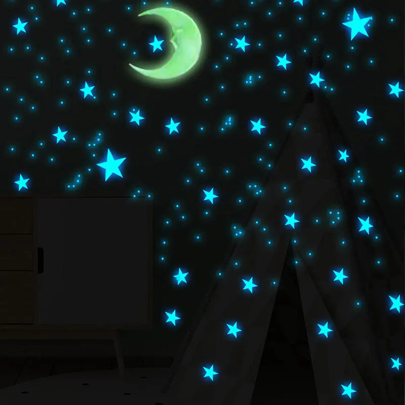 111Pcs Glow in the Dark Star Moon Wall Stickers Kids Room Decor (ONLINE ORDER ONLY)