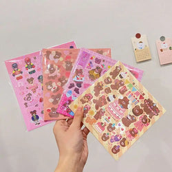 Laser Retro Bear Stickers Scrapbooking Decorative Sticker Korean DIY Diary Album Stick Label Kawaii Stationery (ONLINE ORDER ONLY)