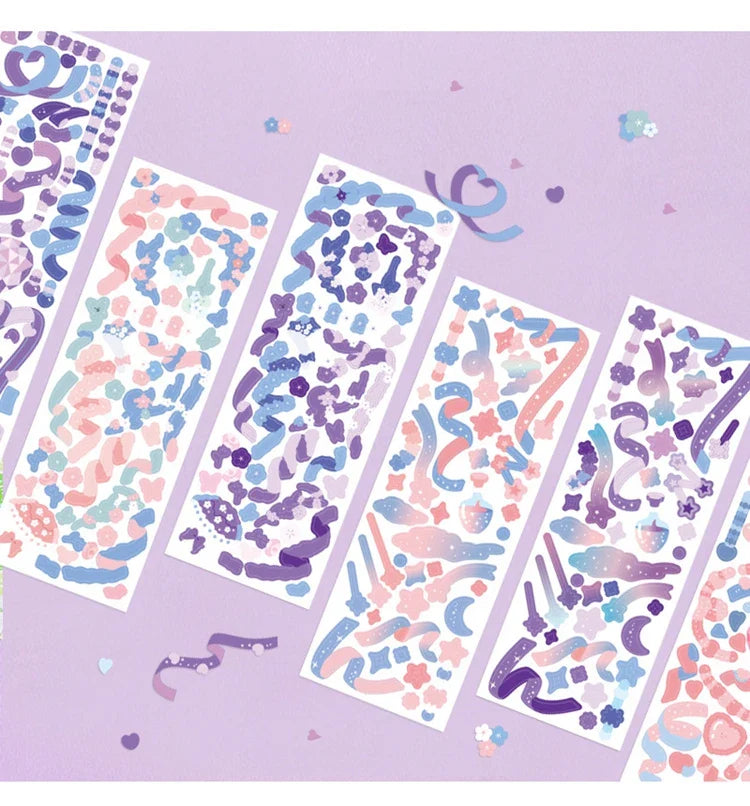 Cute Pink Purple Ribbon Stickers DIY Scrapbooking Phone Stickers Diary Album Decoration Stick Label Kawaii Stationery (Online Order Only)