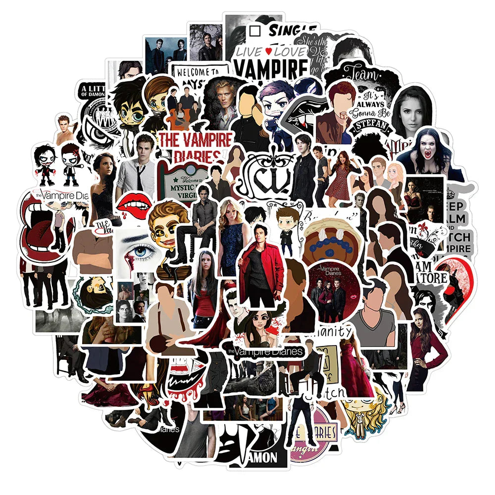 Vampire Diaries Stickers Pack: Laptop, Luggage, Skateboard, Guitar, Phone, Notebook (Online Order Only)