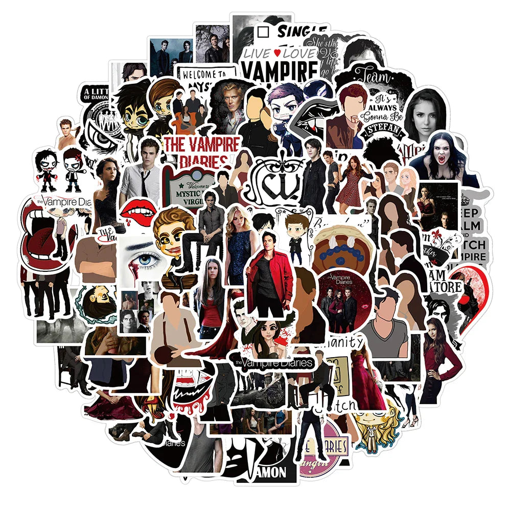 Vampire Diaries Stickers Pack: Laptop, Luggage, Skateboard, Guitar, Phone, Notebook (Online Order Only)