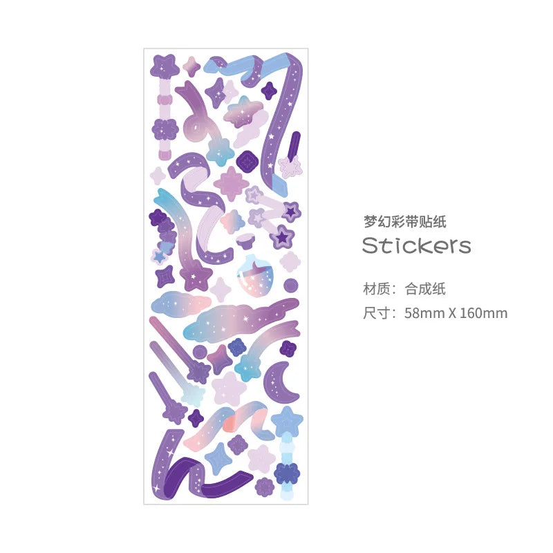 Cute Pink Purple Ribbon Stickers DIY Scrapbooking Phone Stickers Diary Album Decoration Stick Label Kawaii Stationery (Online Order Only)