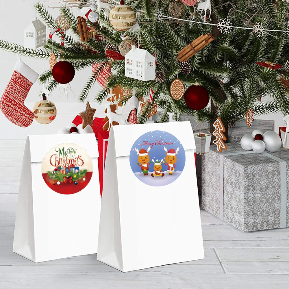 100-500Pcs New Merry Christmas Stickers Gift Packaging Seal Labels for New year decor, Greeting cards, Candy bags Stickers (ONLINE ORDER ONLY)