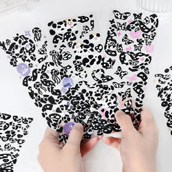 Kawaii Black White Cow Ribbon Stickers DIY Craft Scrapbooking Stick Label  Album Journal Planner Stationery Sticker (ONLINE ORDER ONLY)