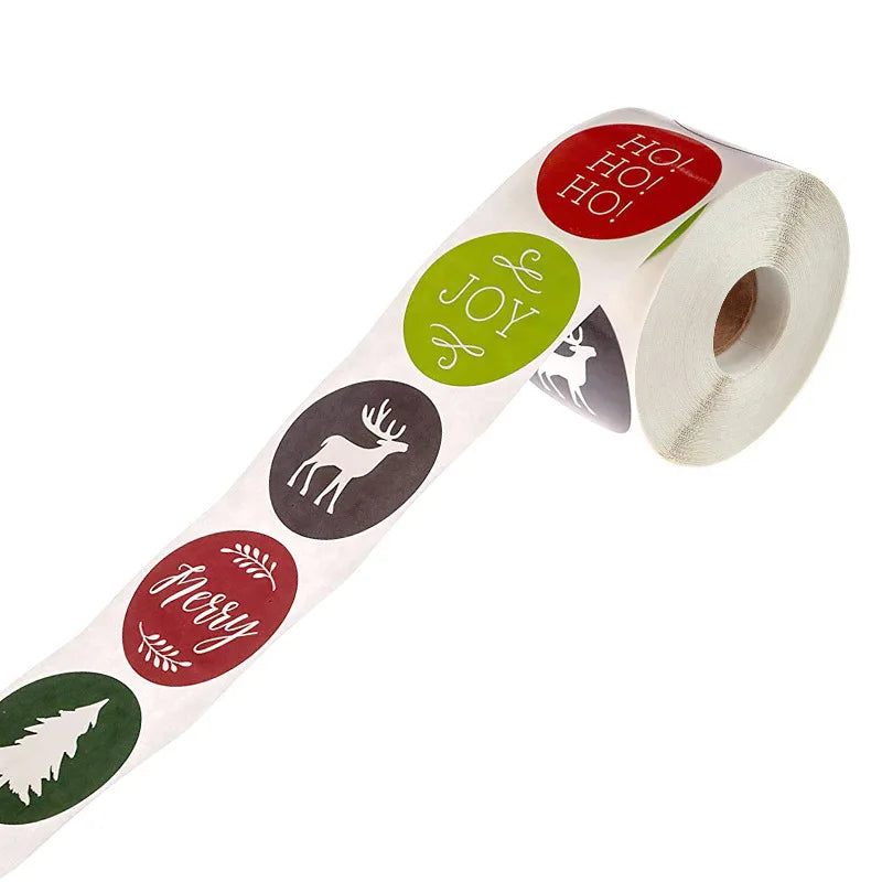 100-500Pcs Merry Christmas Sticker Christmas Party Holiday Decoration Gift Sealing Glue Baking Packaging Sticker Label 1inch (ONLINE ORDER ONLY)