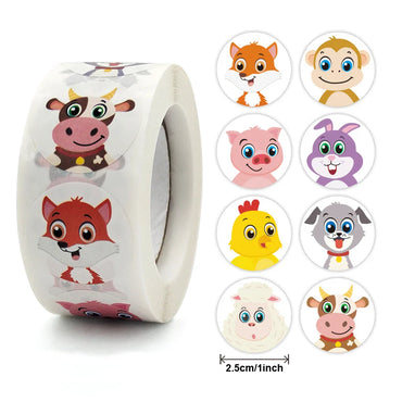 100-500pcs 1inch Cartoon Animal Children Sticker Label Thank You Cute Toy Game Sticker DIY Gift Sealing Label Decoration Supp (ONLINE ORDER ONLY)