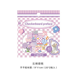 40Pcs Retro Grid Animals Decorative Stickers Scrapbooking Stick Label Diary Album Stickers Kawaii Stationery Cell Phone Stickers (ONLINE ORDER ONLY)