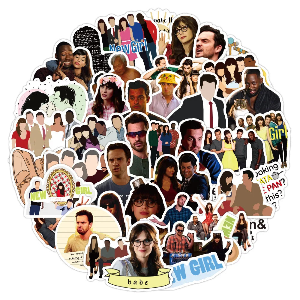 10/30/50PCS TV Show New Girl Sticker Packs (ONLINE ORDER ONLY)