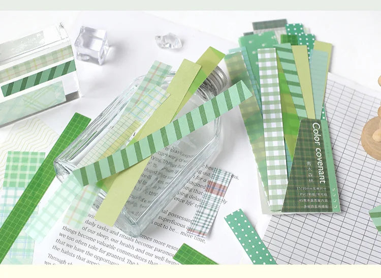 45Pcs/lot Retro Lattice wave point long stickers Scrapbooking Decorative Sticker DIY Diary Album Stick Label Kawaii Stationery (ONLINE ORDER ONLY)