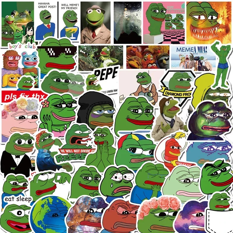 Frog PEPE Meme Stickers for Skateboard Helmet Bicycle Notebook Car Kid Toys (Online Order Only)