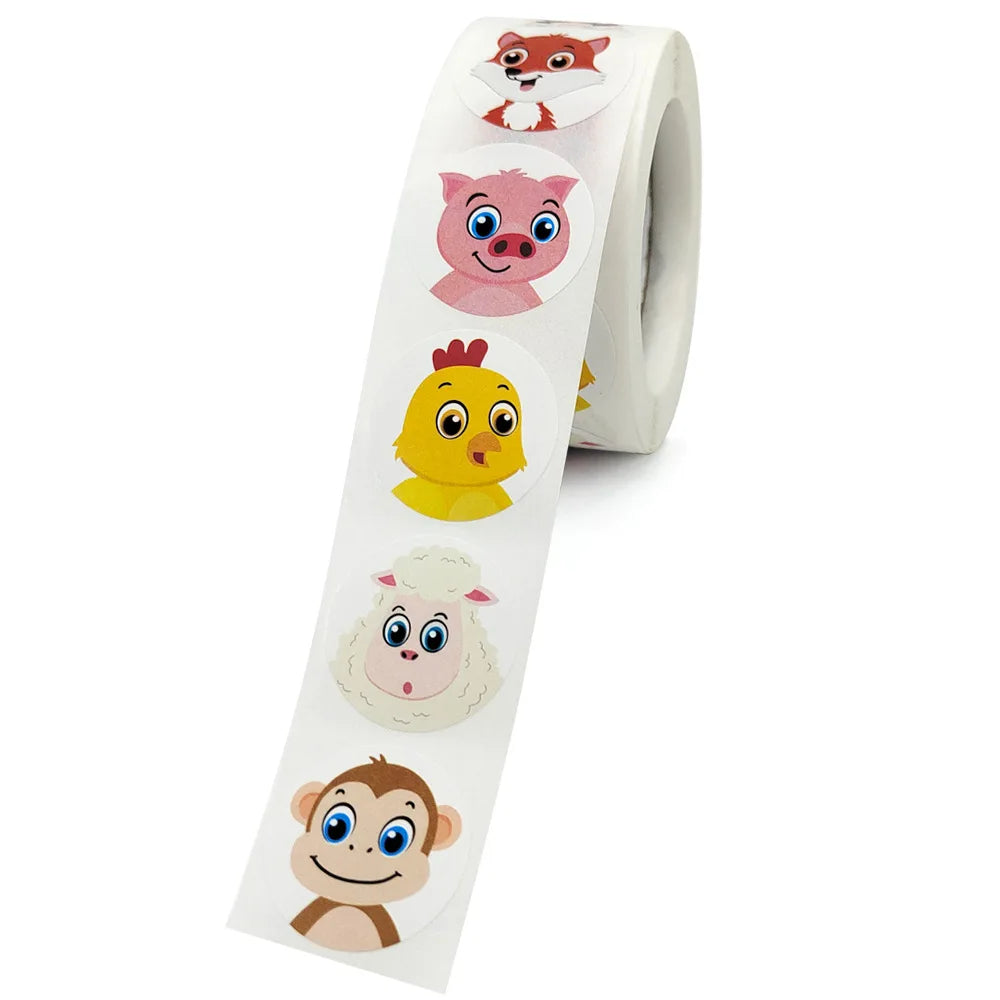 100-500pcs 1inch Cartoon Animal Children Sticker Label Thank You Cute Toy Game Sticker DIY Gift Sealing Label Decoration Supp (ONLINE ORDER ONLY)