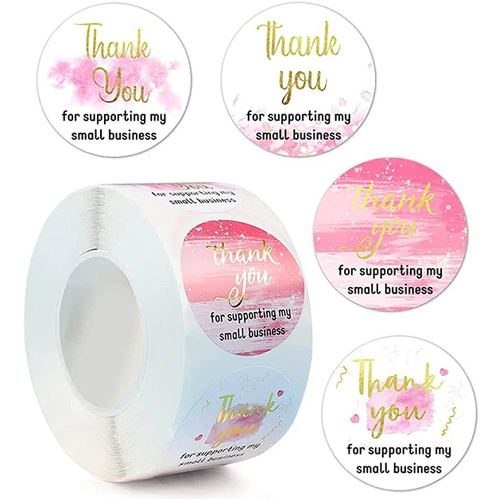500pcs/roll Thank You Stickers Label Exquisite Design Adhesive Envelope Seals Stickers Appreciation Cards for Wedding Birthday (ONLINE ORDER ONLY)
