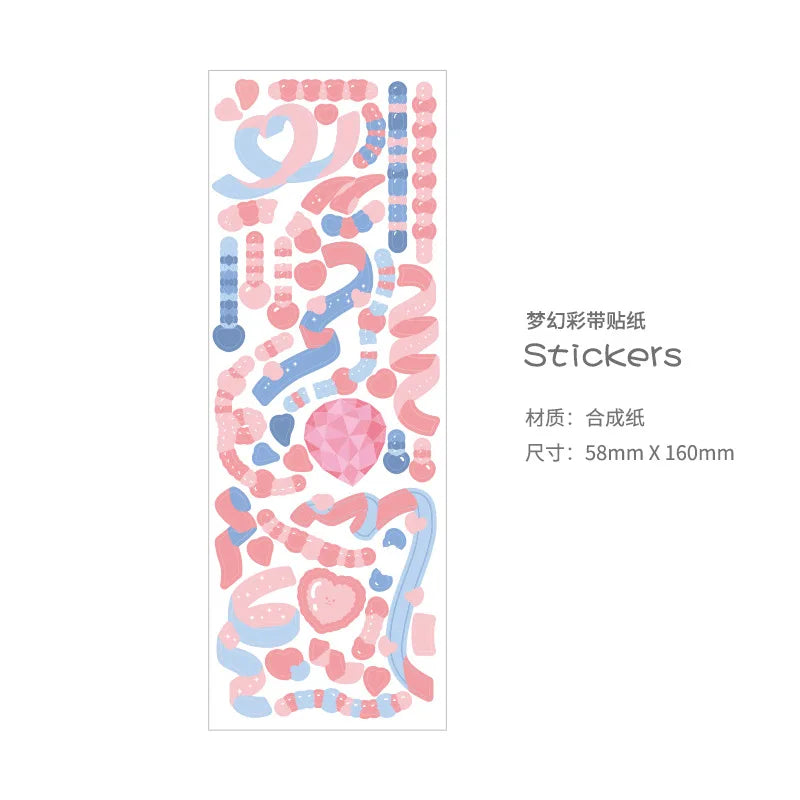 Cute Pink Purple Ribbon Stickers DIY Scrapbooking Phone Stickers Diary Album Decoration Stick Label Kawaii Stationery (Online Order Only)