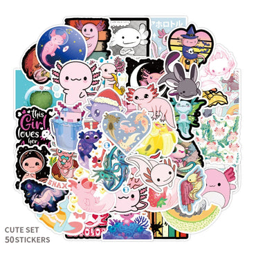 Axolotl Stickers Pack: Cute Animal Decals for Guitar, Motorcycle, Luggage, DIY, Kids' Toys (ONLINE ORDER ONLY)
