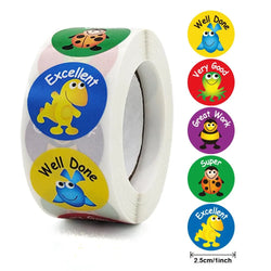 500 Pcs Reward Stickers Motivational Stickers Roll For Kids For School Reward Students Teachers Cute Animals Stickers Labels (Online Order Only)