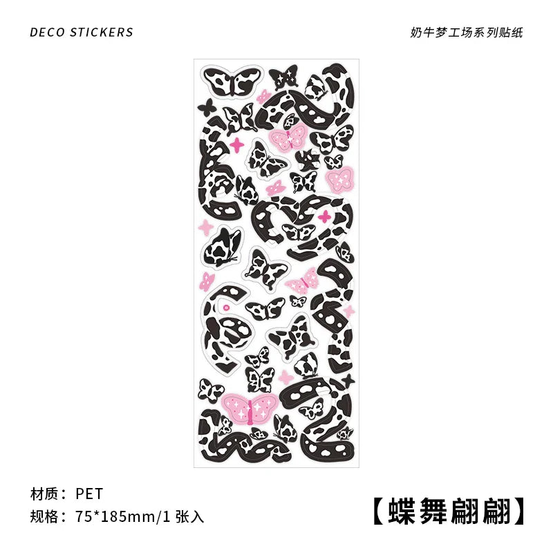 Kawaii Black White Cow Ribbon Stickers DIY Craft Scrapbooking Stick Label  Album Journal Planner Stationery Sticker (ONLINE ORDER ONLY)