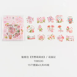 45pcs/lot Garden Story Series Stickers Scrapbooking Decorative Sticker DIY Diary Album Stick Label School Stationery Gift (ONLINE ORDER ONLY)