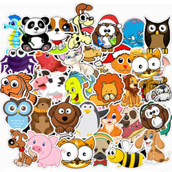 Cartoon Animal Stickers Waterproof Decals for Laptop Guitar Luggage Phone Bike (Online Order Only)