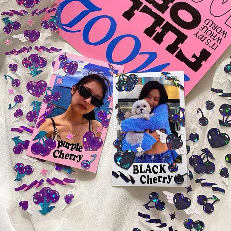 Korean Ins Cherry Laser Sticker Scrapbooking Decorative Sticker DIY Diary Album Stick Label Kawaii Stationery (ONLINE ORDER ONLY)
