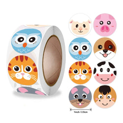 Stickers 500pcs/roll Children's Cute Animal Stickers Teacher Reward Encourage Students Thank You Stickers (ONLINE ORDER ONLY)