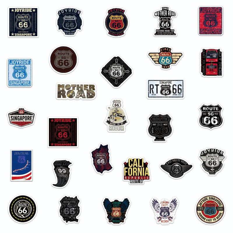 10/30/50PCS Route 66 the Main Street of America Sticker Packs (ONLINE ORDER ONLY)