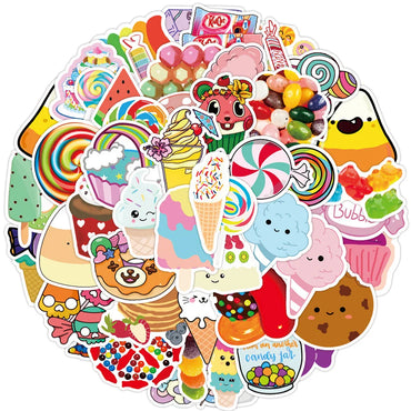 10/30/50PCS Food Colorful Candy and Sweets Sticker Pack (Online Order Only)