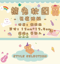 Kawaii Soft Bear Rabbit Decorative Stickers Adhesive Stickers DIY Diary Stationery Stickers Children Gift School Office Supplies (ONLINE ORDER ONLY)