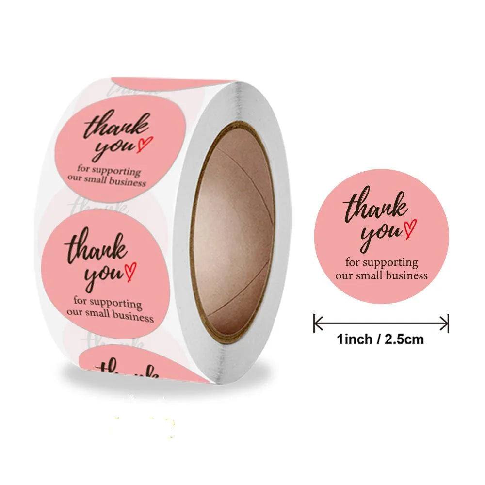 Pink Gift Sealing Stickers 500PCS Thank You Love Design Diary Scrapbooking Stickers Festival Birthday Gift Decorations Labels (ONLINE ORDER ONLY)