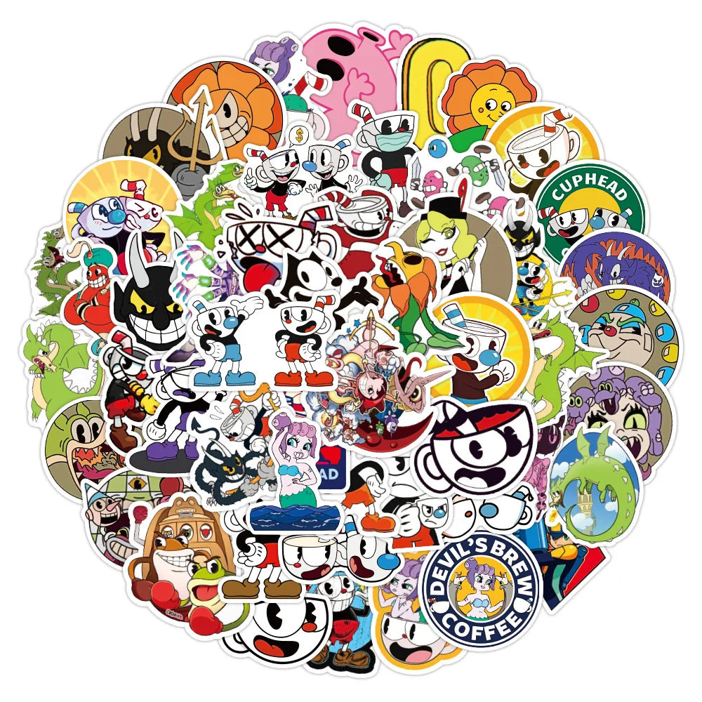 10/30/50pcs Cuphead Show Video Game Sticker Packs (ONLINE ORDER ONLY)