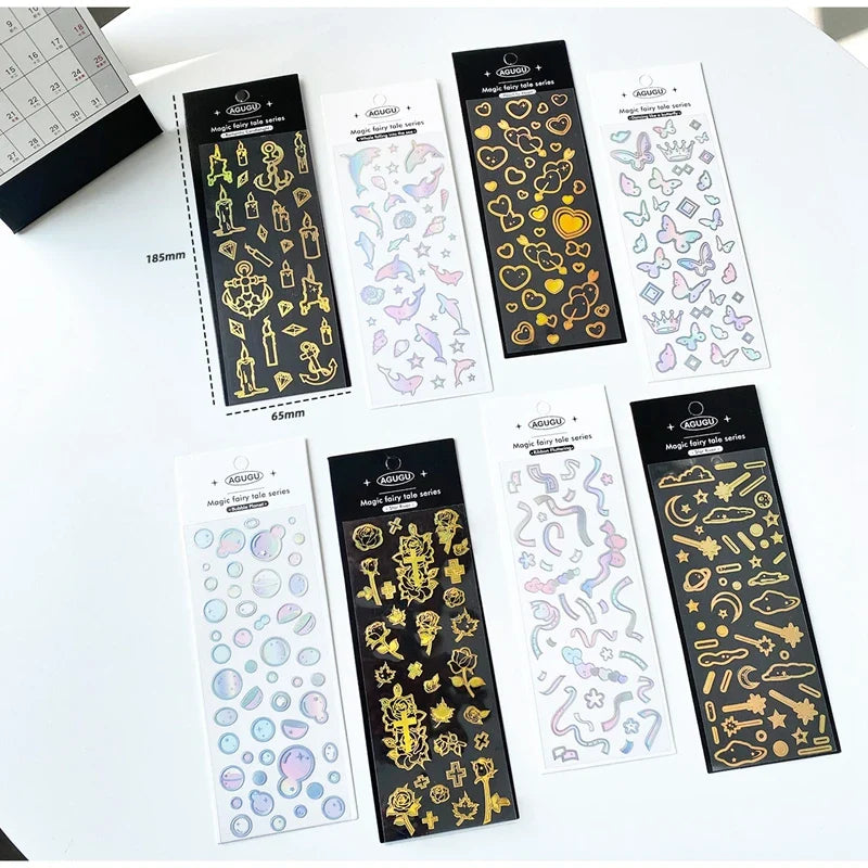 Cute Bubble Whale Bronzing Silver Sticker Aesthetics Decorative Scrapbooking Stickers School Supplies Diary Material Stickers (Online Order Only)