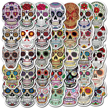 10/30/50PCS Colorful Skull Skeleton Funny Stickers DIY Car Motorcycle Luggage Phone Guitar Laptop Waterproof Joke Toy Sticker (ONLINE ORDER ONLY)