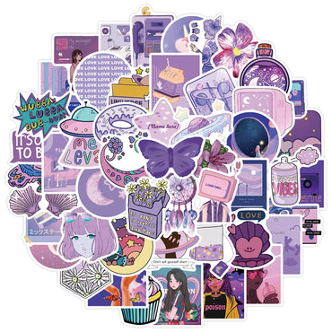10/30/50PCS Cute Cartoon Purple INS Style Girl Graffiti Stickers Laptop Snowboard Luggage Fridge DIY Decal Kid Toy Cool Sticker (ONLINE ORDER ONLY)
