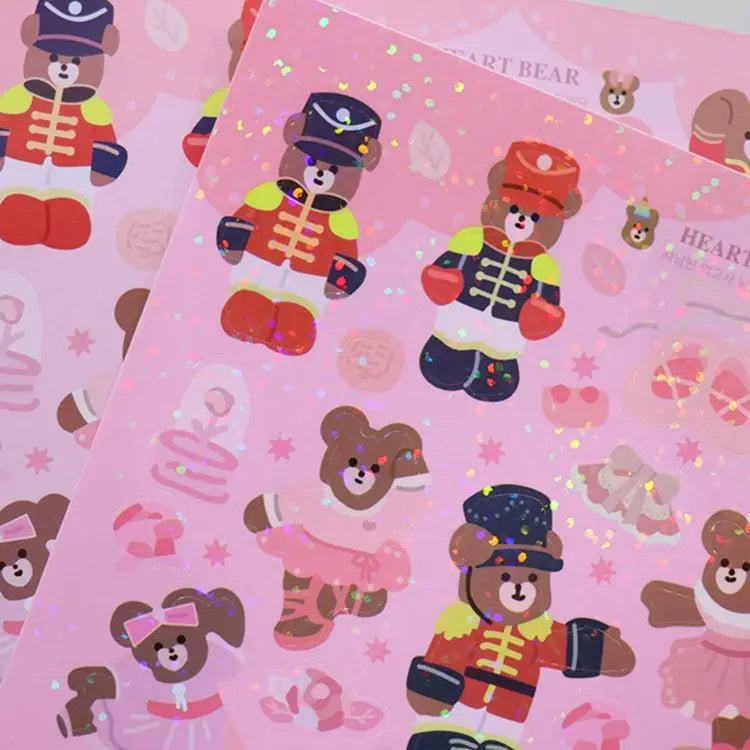 Laser Retro Bear Stickers Scrapbooking Decorative Sticker Korean DIY Diary Album Stick Label Kawaii Stationery (ONLINE ORDER ONLY)
