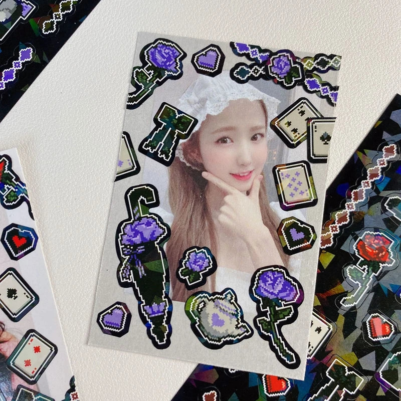Ins Retro Rose Laser Sticker Scrapbooking Decorative Sticker DIY Diary Album Stick Label Korean Kawaii Stationery (ONLINE ORDER ONLY)
