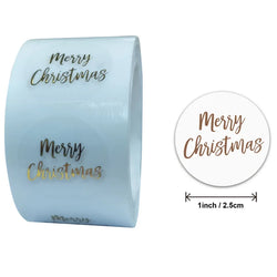 Merry Christmas Stickers 100-500pcs Round Golden Plated Stickers Gift Candy Box Homemade Cookies Bag Sealing Decoration Decals (Online Order Only)