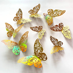 12 Gold 3D Butterfly Wall Stickers - Wedding & Home Decor (Online Order Only)