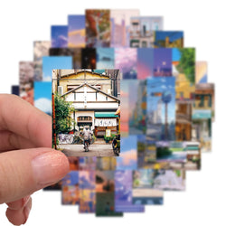 10/30/55Pcs Cartoon Ins streetscape Stickers For Girls Laptop Graffiti Suitcase Waterproof Decoration Toy Decal (ONLINE ORDER ONLY)