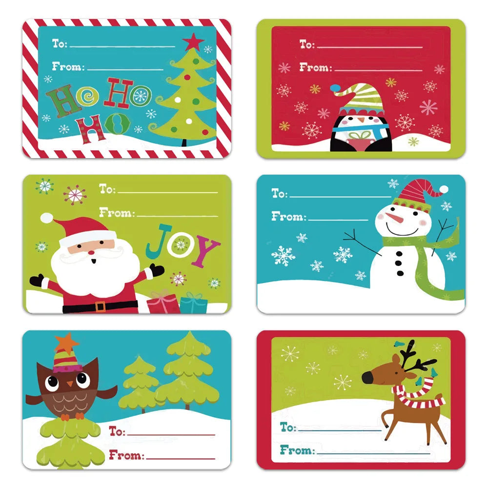 250pcs/roll 6 Designs Adhesive Christmas Gift Name Tags Present Seal Labels 2*3 inch Christmas Decals Gift Package XMAS Stickers (ONLINE ORDER ONLY)